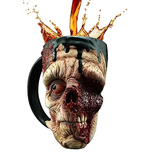 Tsuchiya 3D-Zombie-Kaffeetassen - Zombie-Kopf-Gothic-Kaffeetasse | Tragbare Zombie-Kopf-Tasse aus Kunstharz für Kaffee, Halloween-Party-Requisitenfigur für Tee, Suppe, heißen Kakao von Tsuchiya