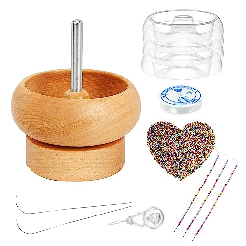 Tsuchiya Bead Spinner | Holz Spin Bead Loader Für DIY Seed Beads, Taillenperlen, Armbänder | Spin Beading Bowl | Bead Bowl Spinner Und Nadeln von Tsuchiya