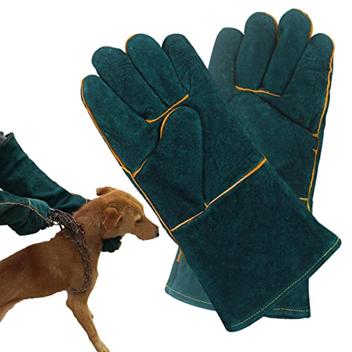 Tsuchiya Bissfeste Handschuhe für den Umgang mit Tieren - Bissfeste Schlangenhandschuhe,Hitze- und feuerfeste Schweißhandschuhe aus PU-Leder, Handhabungshandschuhe für das Training von Hunden, Katzen von Tsuchiya