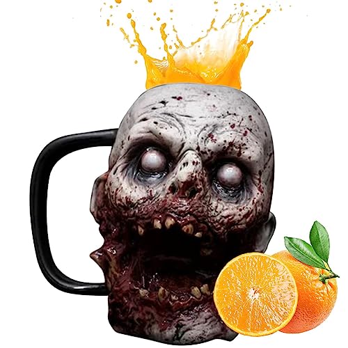 Tsuchiya Horrorkopf Wasserbecher | Harz Gothic Bierkrug | Tragbare Zombie-Kopf-Tasse aus Kunstharz für Kaffee, Halloween-Party-Requisitenfigur für Tee, Suppe, heißen Kakao von Tsuchiya