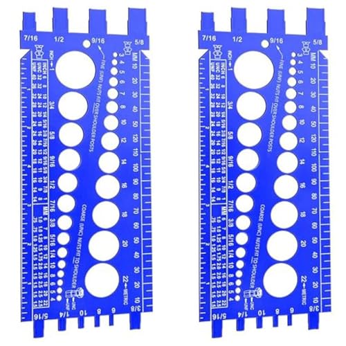 Tsudoku 2 x Schrauben-Gewindelehre für Schraubengröße und Gewindelehre, Schraubenmutter-Gewindemessgerät, Bolzen und Mutterkennung von Tsudoku