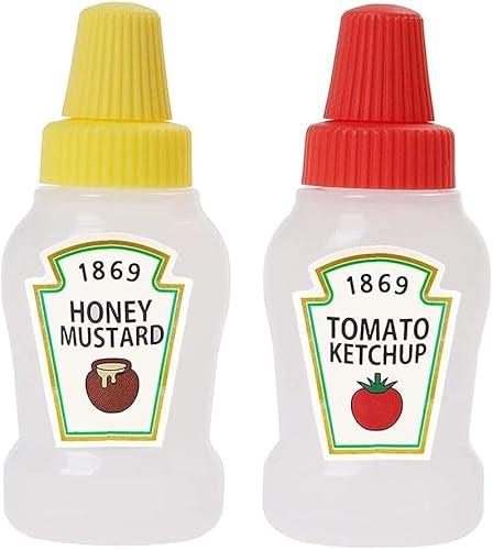 Mini-Tomaten-Ketchup-Flasche, 2 Stück 25 ml tragbare kleine Saucenbehälter Salatdressing-Behälter für Bento-Box von Tsugar