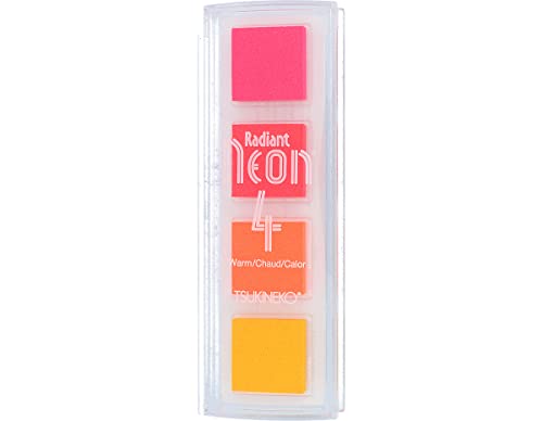 Tsukineko Leuchtend warme Neontinte, elektrisch pink/elektrisch korallen/elektrisch orange/elektrisch gelb von Tsukineko