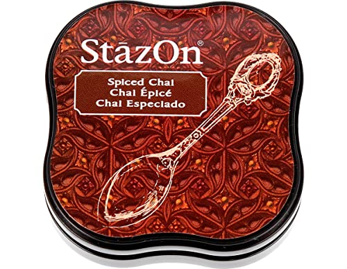 Tsukineko StazOn Spiced Chai Midi Stempelkissen, braun, Synthetic Material, 5.7 x 5.7 x 2.3 cm von Tsukineko