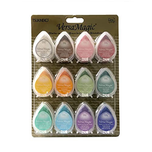 Tsukineko GD-012-002 VersaMagic Dew Drop Set 12 Stempelkissen-Mehrere Farben, Spring Flowers-Klein-Wasserbasis-Deckend, Beständig gegen Ausbleichen-Embossing-für Dünnes Papier, Multiple Colours Tsukineko GD-012-002 VersaMagic Dew Drop Set 12 Stempelkissen-Mehrere Farben, Spring Flowers-Klein-Wasserbasis-Deckend, Beständig gegen Ausbleichen-Embossing-für Dünnes Papier, Multiple Colours von Tsukineko