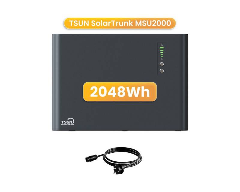 Tsun Balkonkraftwerk TSUN SolarTrunk MSU2000, 2048 Wh All-in-One Speicher mit Zusatzakku, (2000 W Backup-Modus), Integrierter Hybrid Mikrowechselrichter von Tsun
