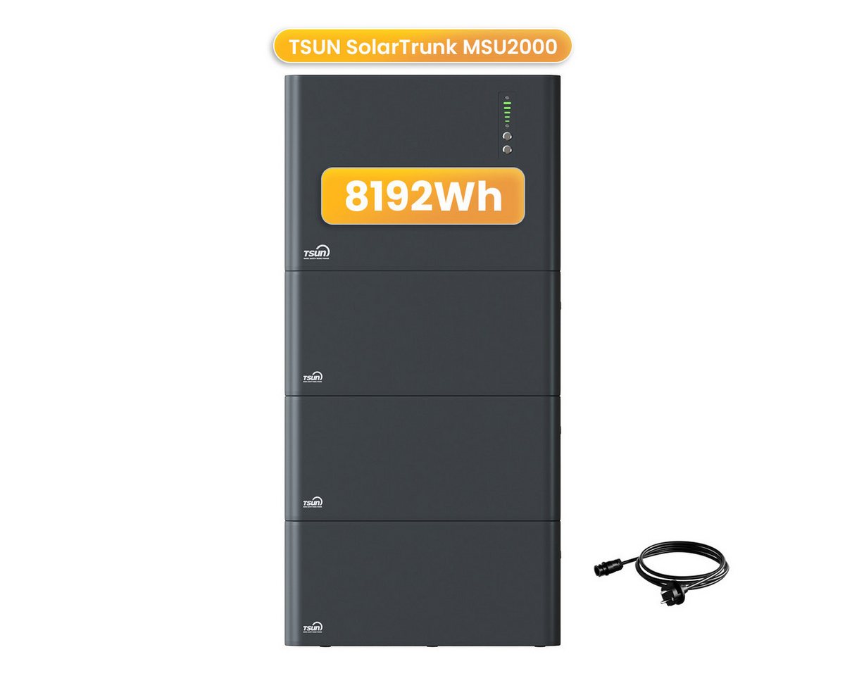 Tsun Balkonkraftwerk TSUN SolarTrunk MSU2000, 2048 Wh All-in-One Speicher mit Zusatzakku, (2000 W Backup-Modus), Integrierter Hybrid Mikrowechselrichter von Tsun