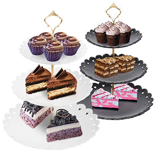 TsunNee 2 x 3 Etagen Cupcake-Ständer, Dessert-Tablett, Obst, Kekse, Süßigkeiten, Display-Ständer, gestaffeltes Serviertablett, geeignet für Hochzeiten, Geburtstage, Baby-Partys, Tee-Partys von TsunNee
