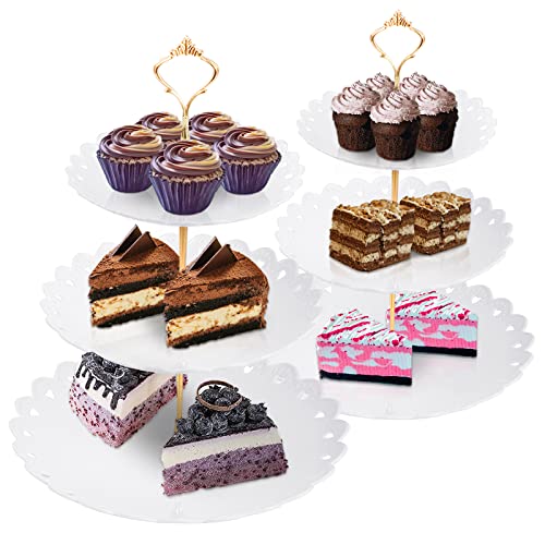 TsunNee 2 x 3 Etagen Cupcake-Ständer, Dessert-Tablett, Obst, Kekse, Süßigkeiten, Display-Ständer, gestaffeltes Serviertablett, geeignet für Hochzeiten, Geburtstage, Baby-Partys, Tee-Partys von TsunNee