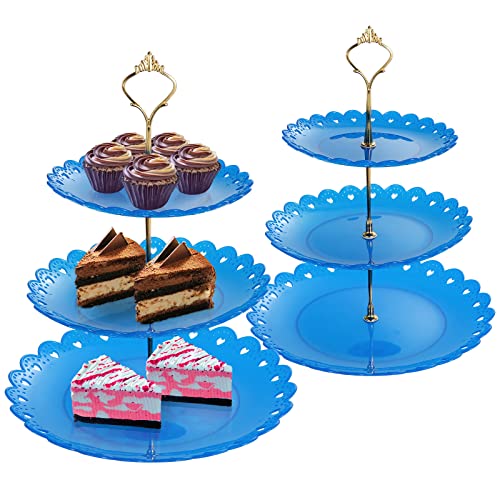 TsunNee 2 x 3 Etagen Cupcake-Ständer, Dessert-Tablett, Obst, Kekse, Süßigkeiten, Display-Ständer, gestaffeltes Serviertablett, geeignet für Hochzeiten, Geburtstage, Baby-Partys, Tee-Partys von TsunNee