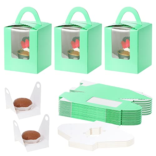 TsunNee 30 Stück Kuchenboxen, individuelle Cupcake-Boxen mit Griffen, Papierbäckerei-Boxen mit Fenster, Gebäck-Boxen behandeln Boxen für Weihnachten Baby-Dusche Hochzeit Party Favors von TsunNee