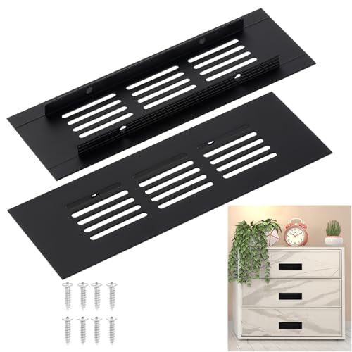 TsunNee 6PCS Lüftungsgitter-Abdeckungen, 150 x 50 mAluminiumlegierung Küchensockel, interne Lüftungsgitterabdeckung, Lüftungsgitter Lüftungsgitter Abdeckung für Schrank Kleiderschrank Schrank Schwarz von TsunNee