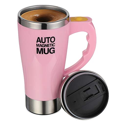 TsunNee Elektrischer selbstrührender Kaffeebecher, 450 ml, Edelstahl, automatischer magnetischer Becher, automatischer Mixbecher für Kaffee, Tee, heiße Schokolade, Milch, Kakao, Protein, rosa von TsunNee