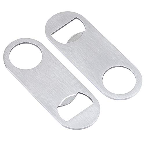 TsunNee 10 x robuste Flaschenöffner aus Edelstahl, flacher Bierflaschenöffner für Zuhause, Kneipe, Outdoor, Barkeeper, Herren, DIY-Geschenke (Silber, 8,7 x 3,2 cm) von TsunNee