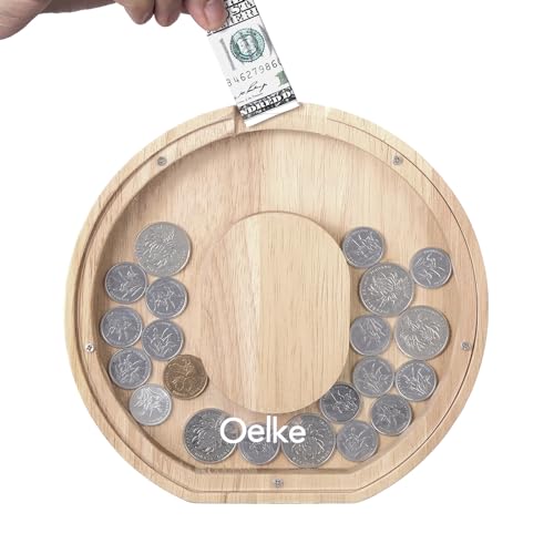 TsunNee Holz Brief Spardose Sparschwein Kreative Brief Münzbank Spardose mit Klare Alphabet Aufkleber, Spardose für Kinder Weihnachten Geburtstagsgeschenk Home DIY Dekoration (Helles Holz O, S) von TsunNee