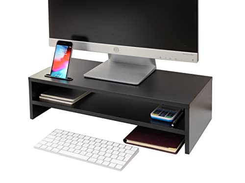 Ttap Monitorständer mit 2 Ablagen, Holz, 540 mm, Schwarz von Ttap