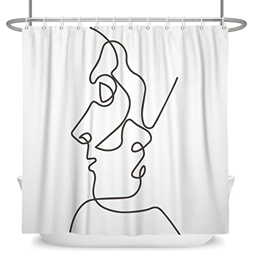 Ttincceer 152x183cm Abstrakter Duschvorhang Polyester Linien Schönheit Gesicht Badezimmer Vorhang Modern Minimalistisch Waschbar Duschvorhänge Wasserdicht Badewanne Vorhang von Ttincceer