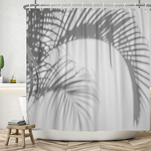 Ttincceer 152x183cm Grauer Duschvorhang Tropische Pflanze Palmenblatt Silhouette Badezimmervorhang Moderne Pflanze Duschvorhänge Wasserdicht Badewannenvorhang von Ttincceer