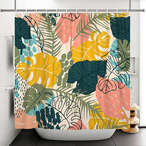 Ttincceer 180x180cm Abstrakte Pflanze Duschvorhang Set Boho Tropische Pflanze Mid-Century Abstrakte Duschvorhänge Aquarell Palmblatt Monstera Pflanze Bad Vorhang Wasserdicht Badewanne Vorhang Ttincceer 180x180cm Abstrakte Pflanze Duschvorhang Set Boho Tropische Pflanze Mid-Century Abstrakte Duschvorhänge Aquarell Palmblatt Monstera Pflanze Bad Vorhang Wasserdicht Badewanne Vorhang von Ttincceer