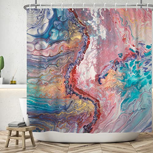 Ttincceer 180x180cm Marmor Duschvorhang Set Rosa Blau Ombre Luxus Duschvorhänge Abstrakt Modern Badezimmer Kunst Vorhang Wasserdicht Badewanne Vorhang von Ttincceer