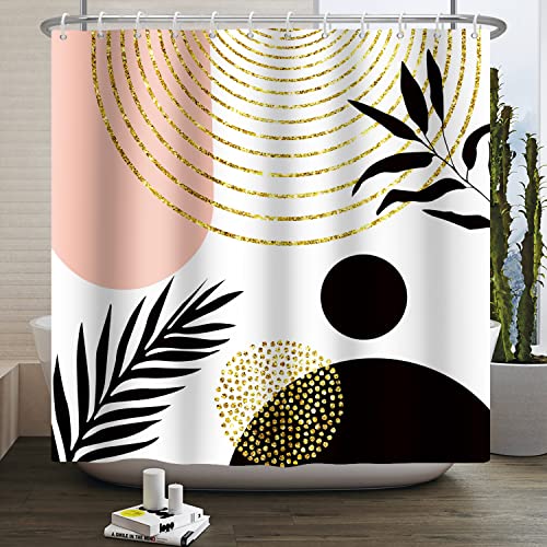 Ttincceer 180x180cm Mid-Century Duschvorhang Schwarz Sonne Gold Sparkling Rainbow Abstract Bath Curtain Tropical Plant Palm Leaf Duschvorhänge Badewannenvorhang Ttincceer 180x180cm Mid-Century Duschvorhang Schwarz Sonne Gold Sparkling Rainbow Abstract Bath Curtain Tropical Plant Palm Leaf Duschvorhänge Badewannenvorhang von Ttincceer