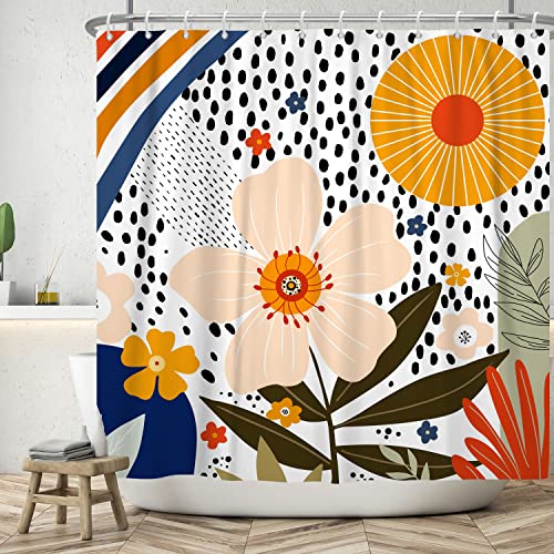 Ttincceer 183x183cm Boho Blume Duschvorhang Abstrakt Aquarell Blume Sonne Regen Badezimmer Vorhang Bunte Pflanze Floral Duschvorhänge Wasserdicht Badewanne Vorhang von Ttincceer