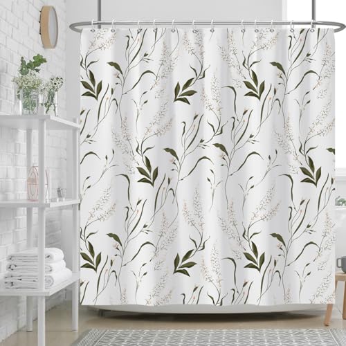Ttincceer Blume Duschvorhang für Bad 152x183cm Frühling Pastoral Wildblume Bl채tter Badezimmer Vorhang Garten Pflanzen Kr채uter Wild Floral Duschvorh채nge Waschbar Badewanne Vorhang von Ttincceer