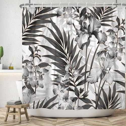 Ttincceer Duschvorhang Abstrakte Blätter für Bad 180x180cm Grau Palm Leaf Flower Plant Badezimmer Vorhang Boho Mid Century Jungle Botanical Duschvorhänge Waschbar Badewanne Vorhang Ttincceer Duschvorhang Abstrakte Blätter für Bad 180x180cm Grau Palm Leaf Flower Plant Badezimmer Vorhang Boho Mid Century Jungle Botanical Duschvorhänge Waschbar Badewanne Vorhang von Ttincceer