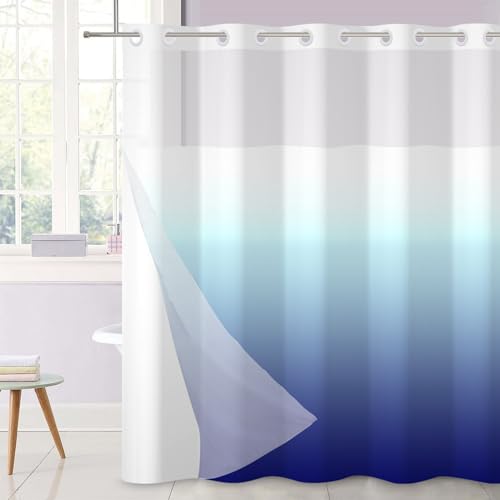 Ttincceer Duschvorhang Keine Haken Blau Badezimmer Vorhang Ombre Paled to Blue Modern Double Layer Duschvorhang mit Snap in Liner Wasserdicht Badewanne Vorhang 180x188cm Ttincceer Duschvorhang Keine Haken Blau Badezimmer Vorhang Ombre Paled to Blue Modern Double Layer Duschvorhang mit Snap in Liner Wasserdicht Badewanne Vorhang 180x188cm von Ttincceer