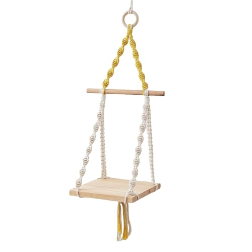 Ttiy Hängeregal aus Makramee, schwebendes Regal, Holzregale für Wand, Schlafzimmer, Heimbedarf, 1 Stück von Ttiy