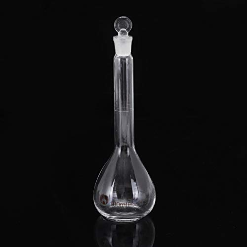 TuToy 100Ml Clear Glass Volumetric Flask W/Glass Stopper Lab Chemistry Glassware von TuToy
