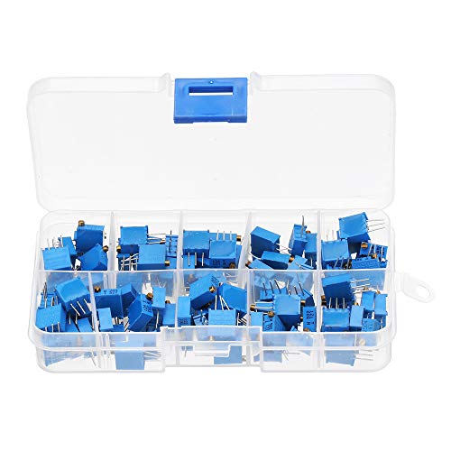 TuToy 100Pcs 3296W Multiturn Trimmer Potentiometer Kit High Precision Variable Resistor With Box Kit von TuToy