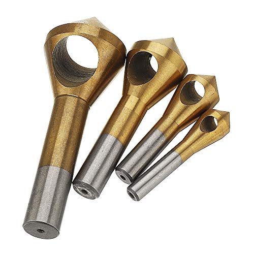 TuToy 4Er Set Senker-Entgrater-Bit Titanbeschichteter Anfasbohrer Schrägbohrfase von TuToy