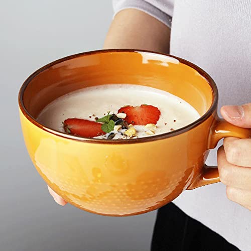 Kaffeetasse Groß,Tasse 700ml,Große Tasse,Tasse Steingut, Cappuccino Tassen Steingut,XXL Tasse,Keramik Becher,Groß Müslischalen mit Henkel,Salat Schale,Kaffeetasse aus Porzellan von TuYines