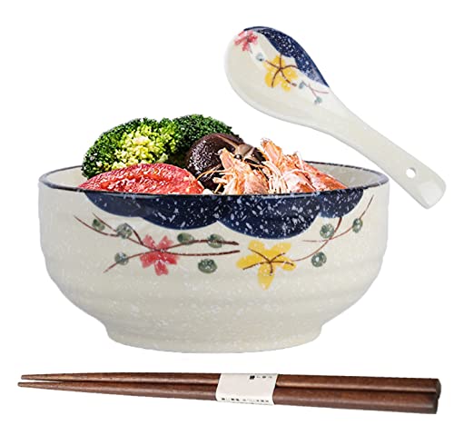 Ramen Schüssel,Japanische Schüssel Keramik,Ramen Bowl mit Löffel Essstäbchen,Ramenschale,Suppenschalen Porzellan,Salatschüsseln von TuYines