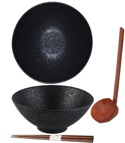 Ramen Schüssel,Japanische Schüssel Keramik,Ramen Schüssel Set,Ramen Bowl mit Löffel Essstäbchen,Japanische Suppenschüssel,Vintage Ramenschale,Japanisches Geschirr von TuYines