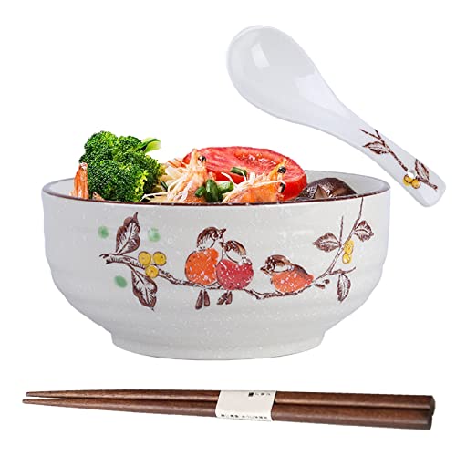 Ramen Schüssel,Japanische Schüssel Keramik,Ramen Schüssel Set,Ramen Bowl mit Löffel Essstäbchen,Ramen Schale aus Keramik,Suppenschalen, Salatschüsseln von TuYines