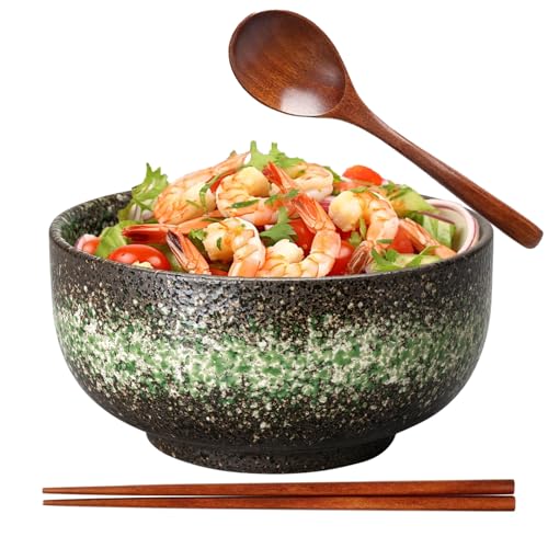 Ramen Schüssel,Ramen Bowl Set,Japanische Schüssel Keramik,Ramen Bowl mit Löffel Essstäbchen,Ramenschale,Suppenschalen Porzellan,Salatschüsseln von TuYines