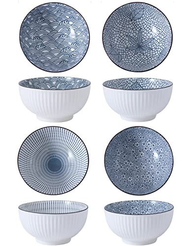 TuYines Müslischalen-Set, Porzellan-Dessertschalen, Suppenschalen, Dessertschalen, Keramik-Reisschale, 11.9 cm Servierschalen für Reis, Eis, Suppe, Nudeln, mikrowellen- und spülmaschinenfest von TuYines