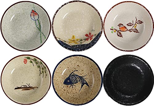 TuYines Porzellan-Dipschüsseln, Snackschalen für Tapas, Tapas-Schüsseln, Keramik-Dipschüsseln, Keramikschalen, 6 Stück Ø 10 cm kleine Gewürzschalen, Sauce, Snack und Soja von TuYines