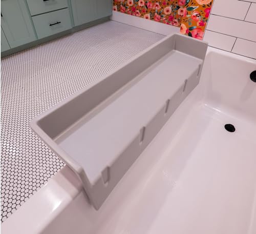 Tub Topper® Badewannen-Spritzschutz, Spielregal – Spielzeug-Tablett Caddy Halter Aufbewahrung – Saugnäpfe befestigen an der Badewanne – kein Durcheinander von Wasser im Badezimmer – Spaß für von Tub Topper