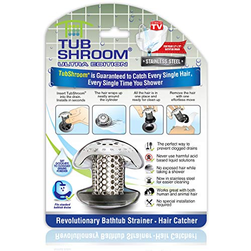 TubShroom Ultra Badewannen-Haarfänger, Abflussfänger, Edelstahl, 1-Pack von TubShroom