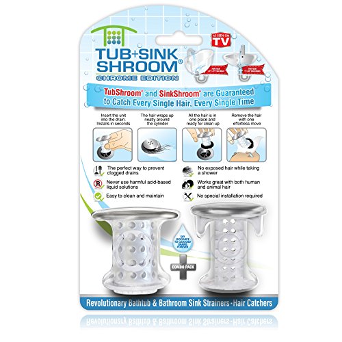 TubShroom SinkShroom Abflussschutz Haarfänger für Badewanne und Waschbecken, Chrom von TubShroom