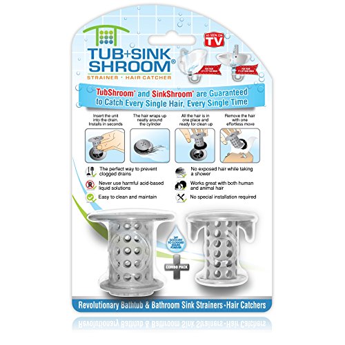 TubShroom und SinkShroom Abflussschutz Haarfänger für Badewannen und Waschbecken, grau von TubShroom