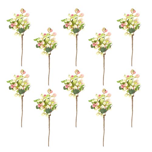 Tubayia 10 Stück Künstliche Beeren Zweige Kunstpflanzen DIY Blumenstrauß Dekoration Foto Prop (Rosa) von Tubayia