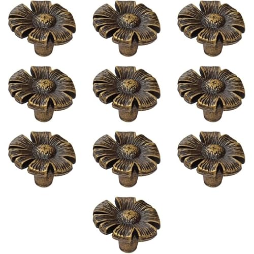 Tubayia 10 Stücke Vintage -Schrankknöpfe, Kommodenknöpfe elegante Metall dekorative Retro -Schrank Ziehen Blumen für Schubladen Schrank Kommode (Bronze) von Tubayia