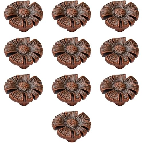 Tubayia 10 Stücke Vintage -Schrankknöpfe, Kommodenknöpfe elegante Metall dekorative Retro -Schrank Ziehen Blumen für Schubladen Schrank Kommode (Rot Alte) von Tubayia