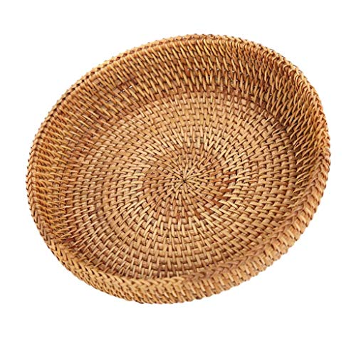 Tubayia 18cm Holz Rund Gewebter Korb Geflochtene Schalen Früchte Schüssel Tablett Für Burger, Brot, Pommes Und Gewürze von Tubayia