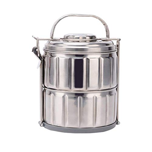 Tubayia 2/3 Tier Edelstahl Lunchbox Brotdose Brotbüchse mit Griff für Picknick Schule Büro (2 Tier) von Tubayia
