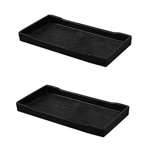 Tubayia 2 Stück Schwarz Plastik Tabletts Servierplatte Mit Erhöhten Kanten für Hotel/Gaststätten/Kaffeestuben - 21,0 × 10,8 cm von Tubayia